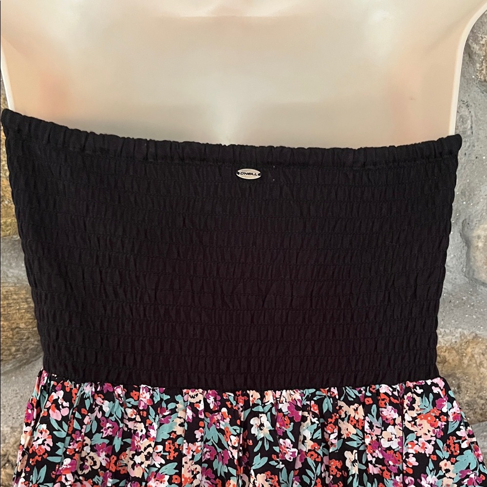 ONEILL BRAND Floral Strapless Dress - Black and Pink - Picture 2 of 3